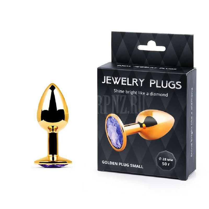 Golden plug small со светло-фиолетовым кристаллом арт. GS-15