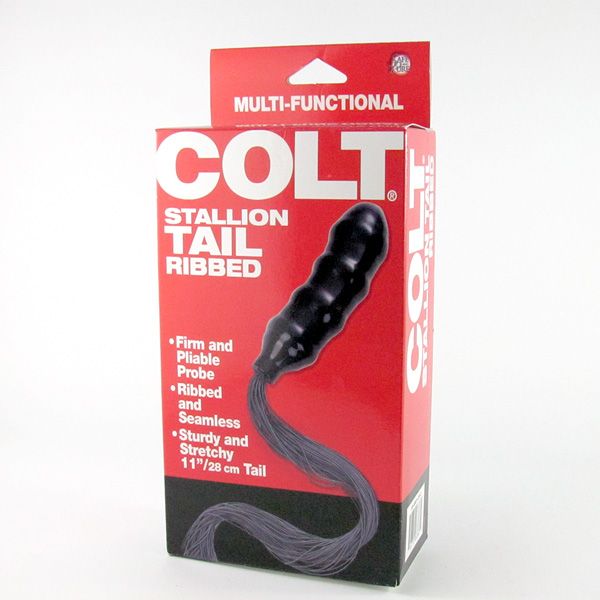 Анальная пробка 2 в 1 (пони-плей и плетка) Stallion Tail Ribbed