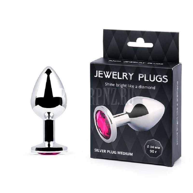 Silver plug medium с рубиновым кристаллом р-р: L 82 мм, D 34 мм, вес: 90г