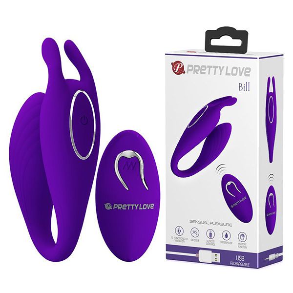 Фиолетовый U-образный вибратор для пар с пультом ДУ Pretty Love Bill BI-014700W