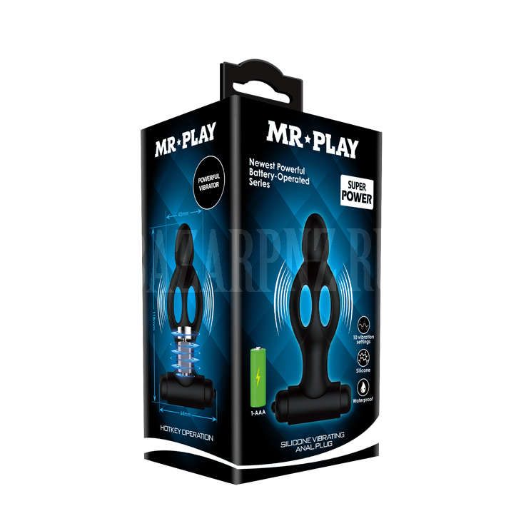 Черная анальная пробка с вибрацией Mr.Play - 11,8 см
